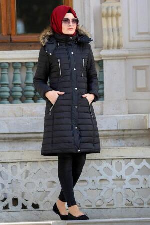 Neva Style - Black Hijab Coat 50520S - 1