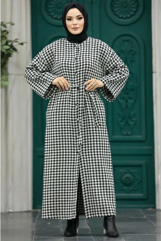 Black Hijab Coat 5943S - 1