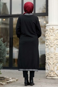 Neva Style - Black Hijab Coat 60251S - Thumbnail