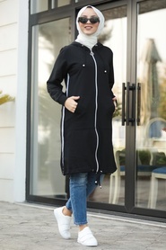 Neva Style - Black Hijab Coat 6029S - Thumbnail