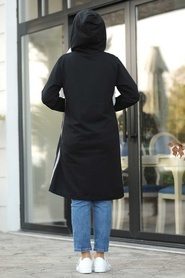 Neva Style - Black Hijab Coat 6029S - Thumbnail