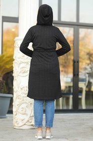 Neva Style - Black Hijab Coat 6068S - Thumbnail
