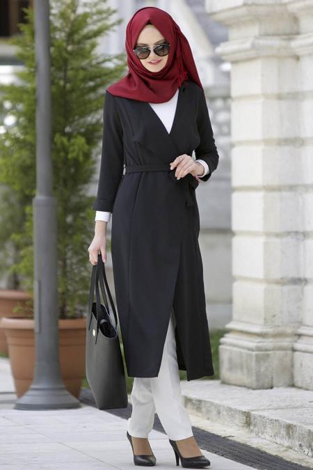 Neva Style - Black Hijab Abaya 6128S - 2