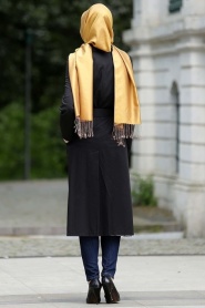 Neva Style - Black Hijab Coat 7146S - Thumbnail
