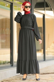 Neva Style - Black Hijab Daily Dress 1137S - Thumbnail