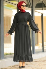 Neva Style - Black Hijab Daily Dress 1161S - Thumbnail