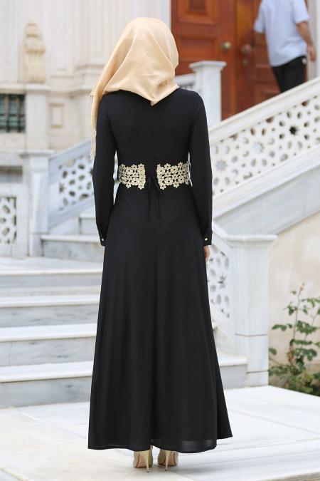 Neva Style - Black Hijab Dress 10076S - 2