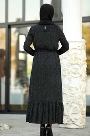 Neva Style - Black Hijab Dress 10566S - Thumbnail