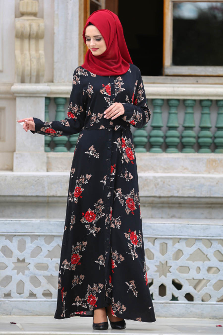 Neva Style - Black Hijab Dress - 1539S