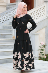 Neva Style - Black Hijab Dress 2065S - Thumbnail