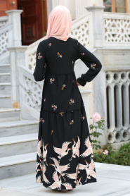 Neva Style - Black Hijab Dress 2065S - Thumbnail