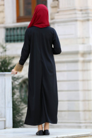Neva Style - Black Hijab Dress 22210S - Thumbnail