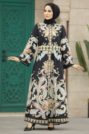 Neva Style - Black Hijab Dress 22342S - Thumbnail