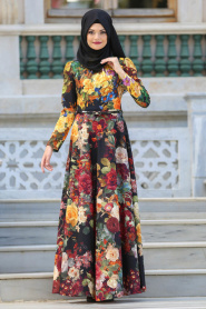 Neva Style - Black Hijab Dress 2415S - Thumbnail