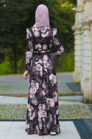 Neva Style - Black Hijab Dress 2416S - Thumbnail