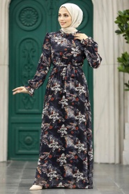 Neva Style - Black Hijab Dress 29710S - Thumbnail