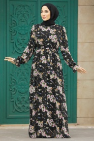 Neva Style - Black Hijab Dress 29711S - Thumbnail