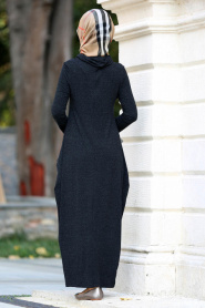 Neva Style - Black Hijab Dress 3106S - Thumbnail