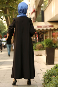 Büzgülü Salaş Siyah Tesettür Elbise 3161S - Thumbnail