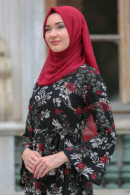 Neva Style - Black Hijab Dress 3624S - Thumbnail