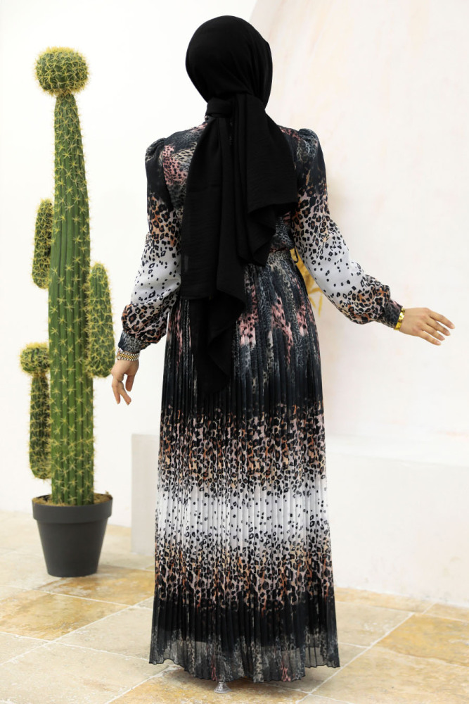 Neva Style - Black Hijab Dress 3878S - 4