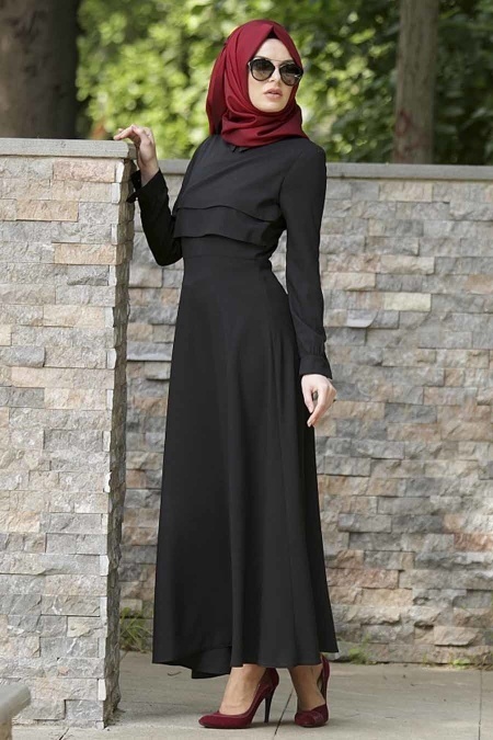 Neva Style - Black Hijab Dress 3988S