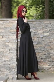Neva Style - Black Hijab Dress 3988S - Thumbnail