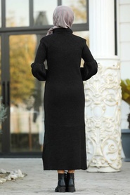 Neva Style - Black Hijab Dress 42411S - Thumbnail