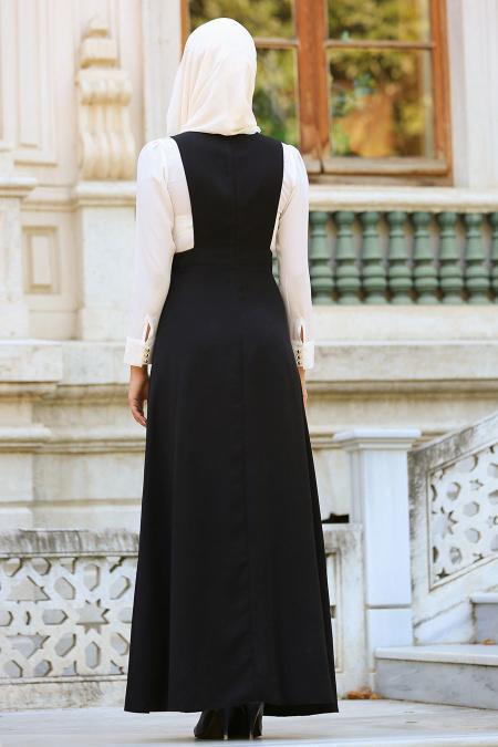 Neva Style - Black Hijab Dress 7056S - 3