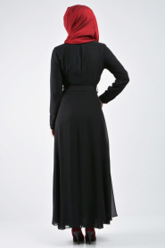 Neva Style - Black Hijab Dress 7057S - Thumbnail