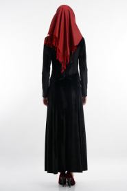 Neva Style - Black Hijab Dress 7058S - Thumbnail