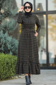 Neva Style - Black Hijab Dress 80360S - Thumbnail