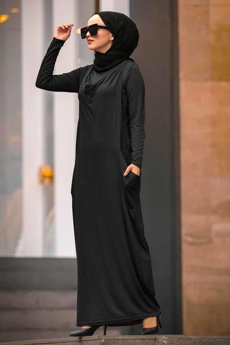 İkili Siyah Tesettür Elbise 956S