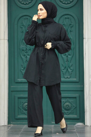 Neva Style - Black Hijab Dual Suit 5899S - Thumbnail