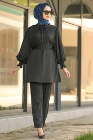 Black Hijab Dual Suit Dress 1168S - Thumbnail