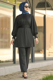 Black Hijab Dual Suit Dress 1168S - Thumbnail