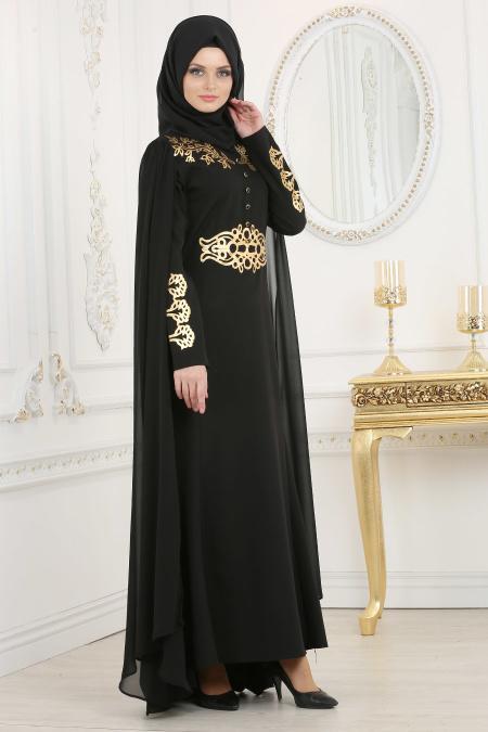 Neva Style - Black Hijab Evening Dress 81495S - 2