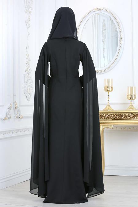 Neva Style - Black Hijab Evening Dress 81495S - 3