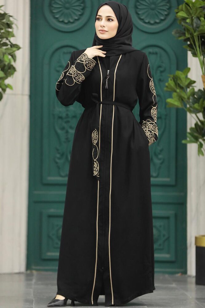 Black Hijab For Women Abaya 23151S - 3