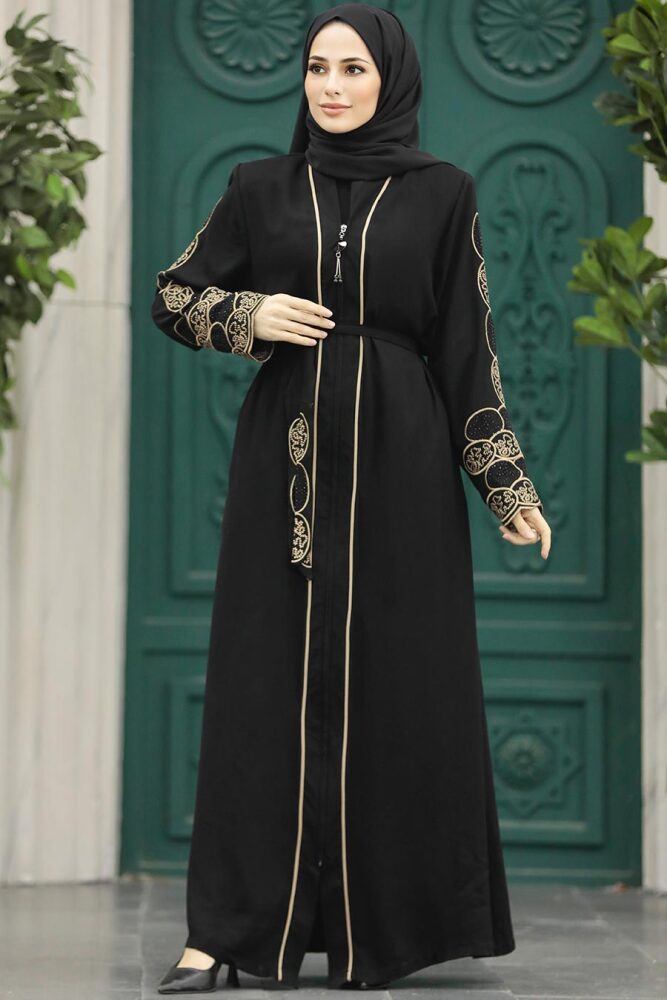 Black Hijab For Women Abaya 23151S - 4