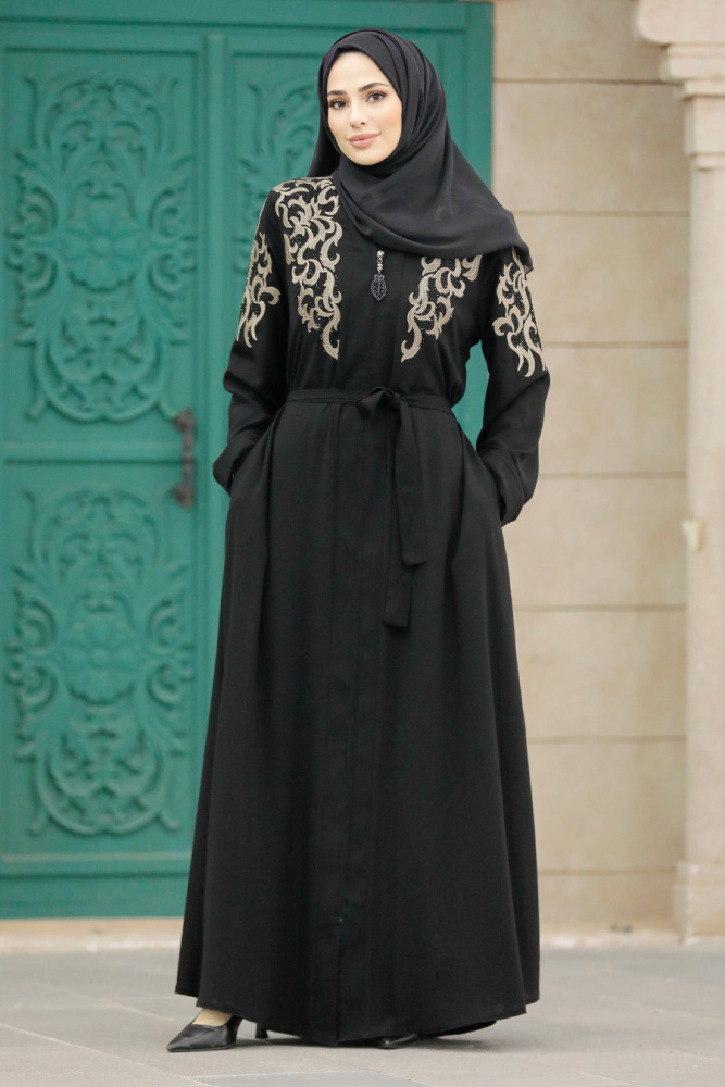 Black Hijab For Women Abaya 90701S - 2