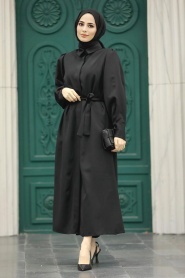 Neva Style - Black Hijab For Women Coat 5885S - Thumbnail