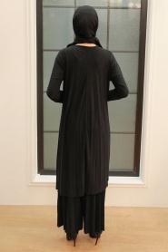 Neva Style - Black Hijab For Women Dual Suit 41612S - Thumbnail