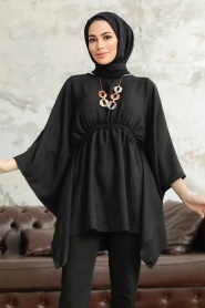 Neva Style - Black Hijab For Women Poncho 41259S - Thumbnail