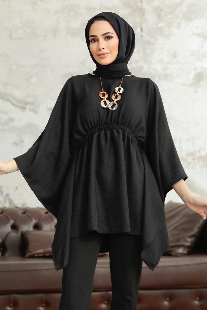 Neva Style - Black Hijab For Women Poncho 41259S - 1