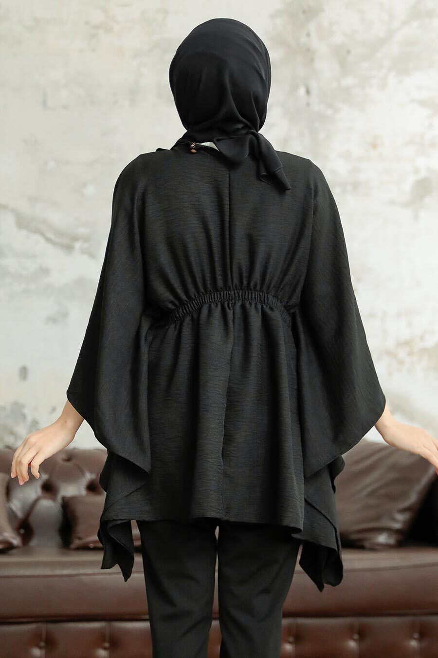 Neva Style - Black Hijab For Women Poncho 41259S