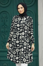 Neva Style - Black Hijab For Women Tunic 11632S - Thumbnail