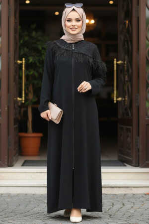 Black Hijab For Women Turkish Abaya 10103S - 1