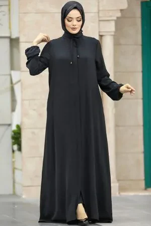 Black Modest Turkish Abaya 10556S - 1