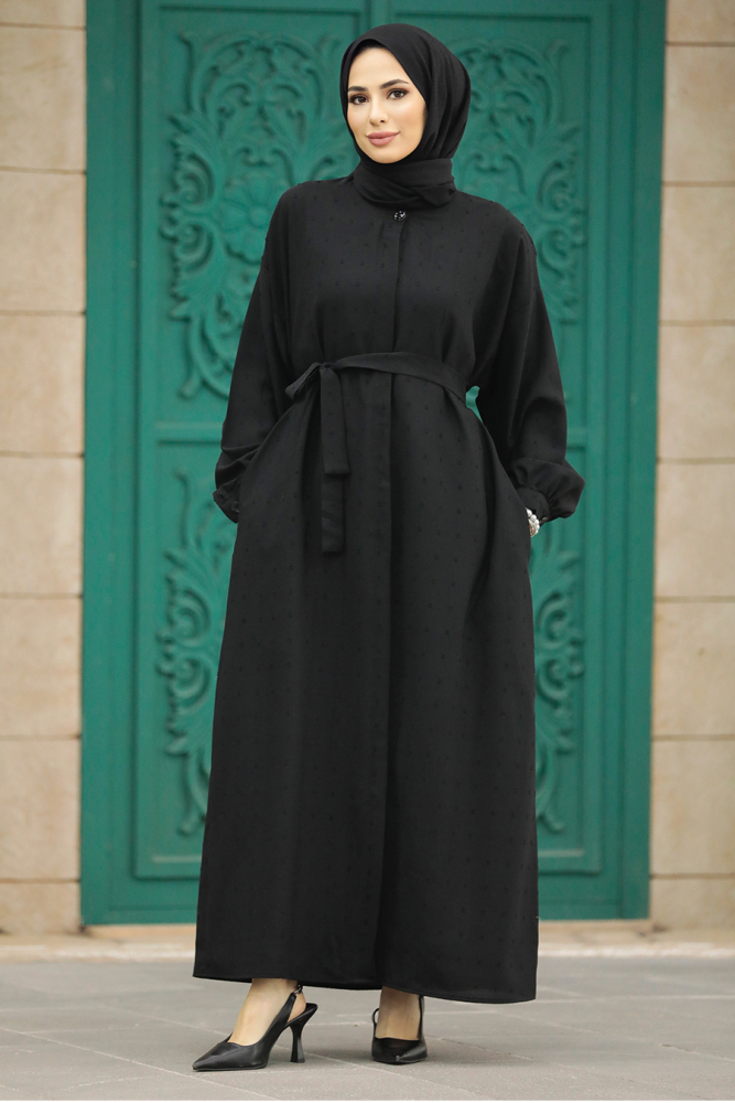 Black Hijab For Women Turkish Abaya 88681S - 2